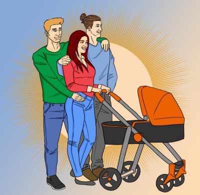 Polyamorous family with children | Art by Jonan Everett