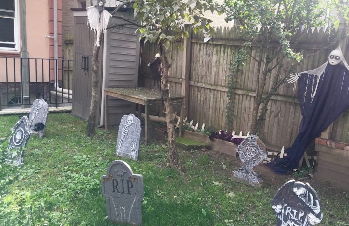 27 Cheap Halloween Party Ideas for Under $27 27 Cheap Halloween Party Ideas for Under $27 | Photo of a backyard decorated for Halloween | Photo by Emma Finnerty