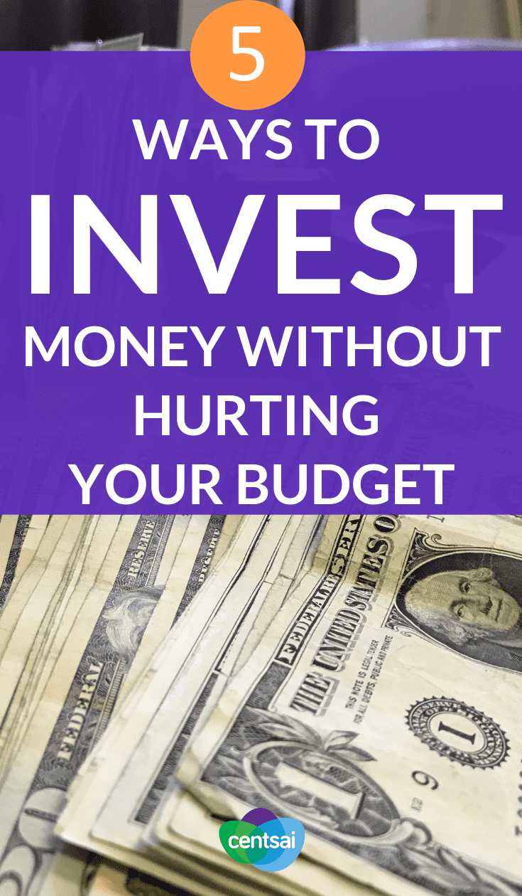 5 Ways to Invest Money Without Hurting Your Budget. Want to invest, but not sure you have enough money to set aside? Check out these ways to invest money without hurting your budget. #investing #investment #budgetingtips #budgeting
