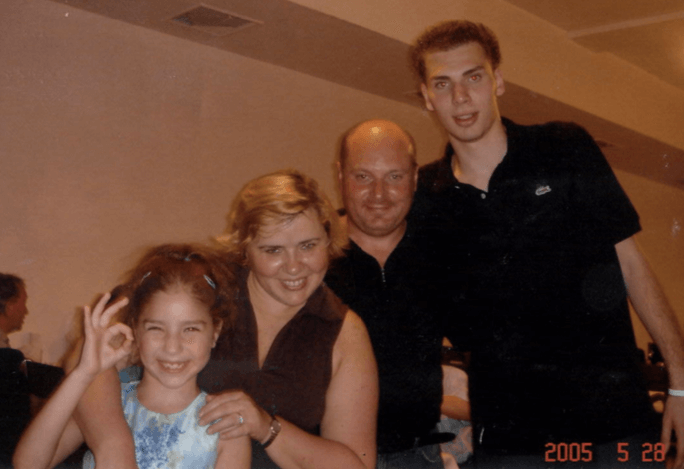 Emily Frenkel with her mother, father, and brother