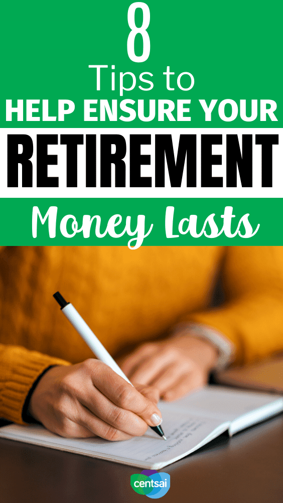 8 Tips to Help Ensure Your Retirement Money Lasts. A solid saving and spending strategy can better ensure you make your retirement money last — our video breaks it down! #CentSai #retirementideas #retirementtips #savingtips #retirementmoney